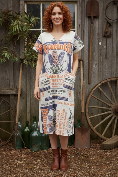 Hyacinth Flourbag Print Cotton Dress