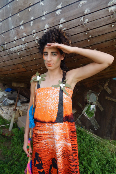 Island Life Reclaimed Cotton and Leather Dress