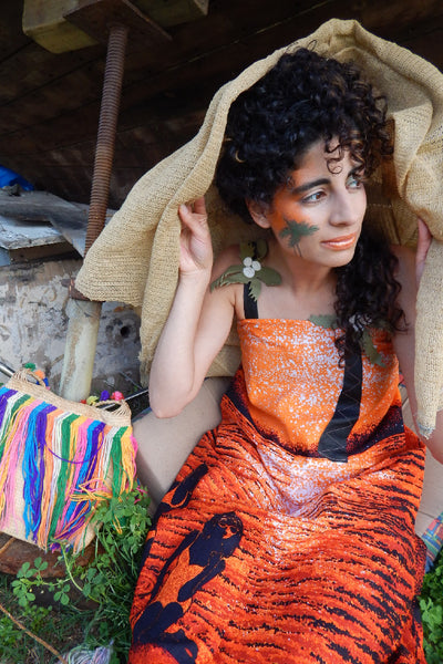 Island Life Reclaimed Cotton and Leather Dress