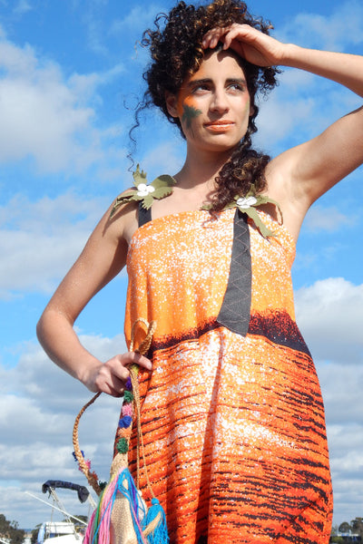 Island Life Reclaimed Cotton and Leather Dress