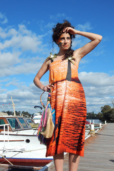 Island Life Reclaimed Cotton and Leather Dress